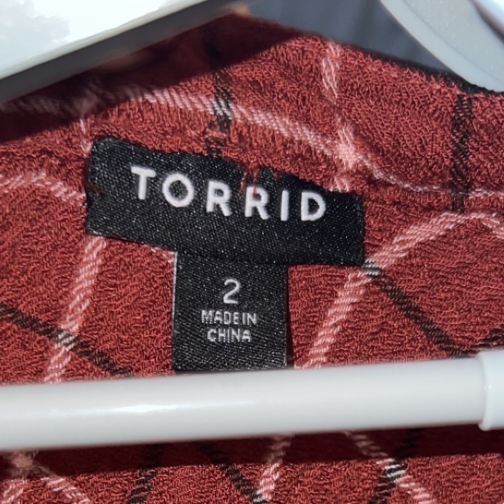 Torrid- Brown Plaid Women's Top - Picture 7 of 9